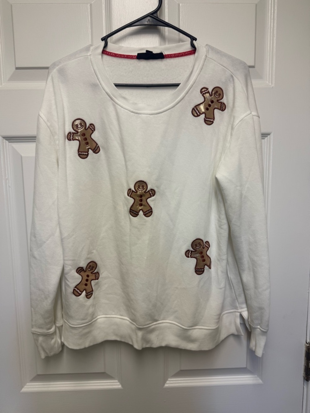 Jane and Delancey White Sweatshirt with Red Trim